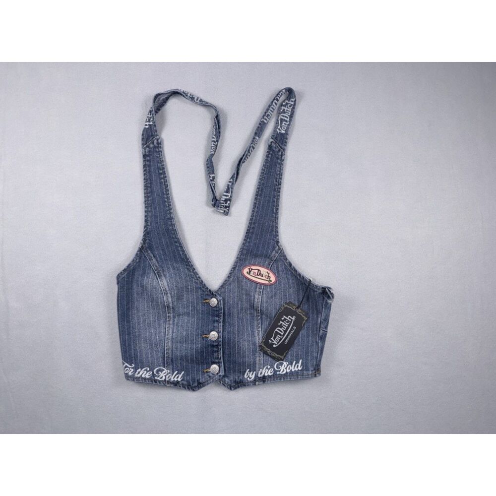 NWT Y2K Von Dutch Denim Halter Size Medium